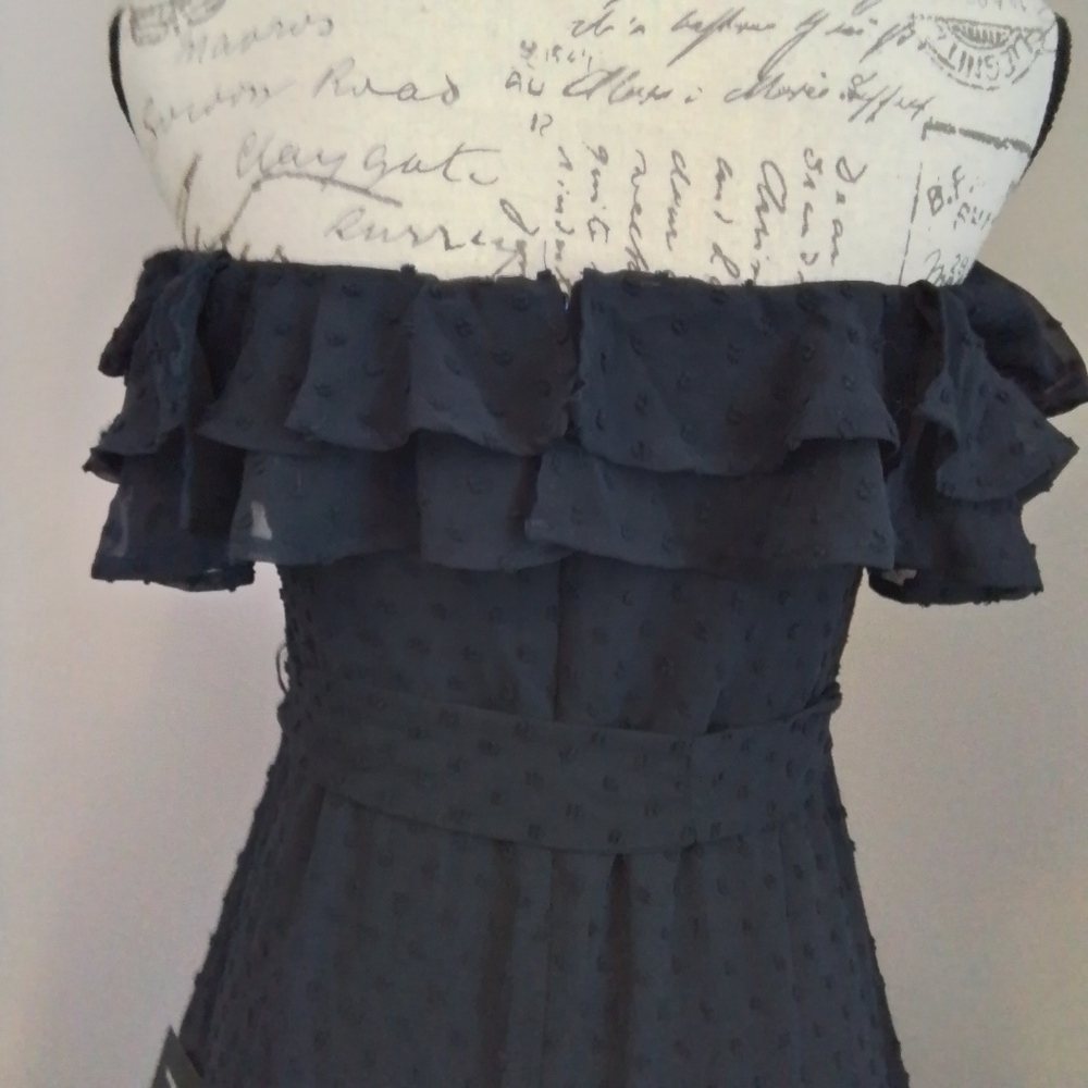 NWT Lulus Dear To My Heart Navy Blue Swiss Dot Tiered Ruffled Mini Dress - M - Picture 12 of 16